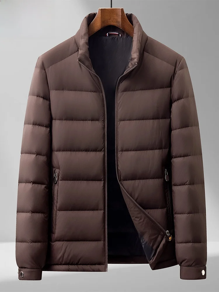 

Men's Winter down Jaet Thiened Stand Collar Du down Pure Color Simple Sle TUCANO Breathable Windproof Warm Zipper
