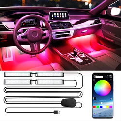 USB Neon Car Interior Lampade decorative Strisce Luci d'atmosfera Musica remota Controllo app Luci ambientali a LED RGB Lampade per feste