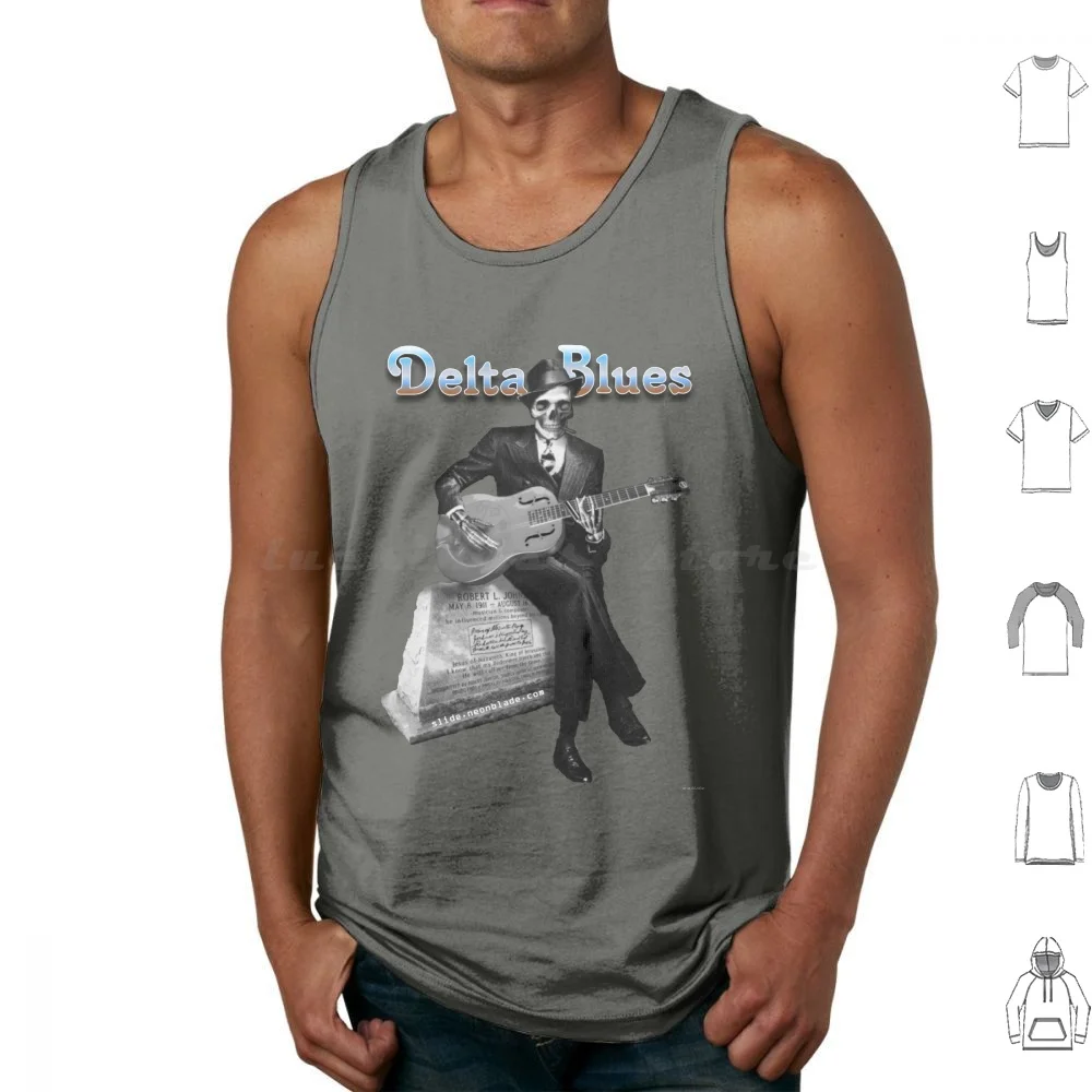 Delta Blues Ghost Tank Tops Print Cotton Blues Robert Johnson Guitar Crossroads Dobro Resonator
