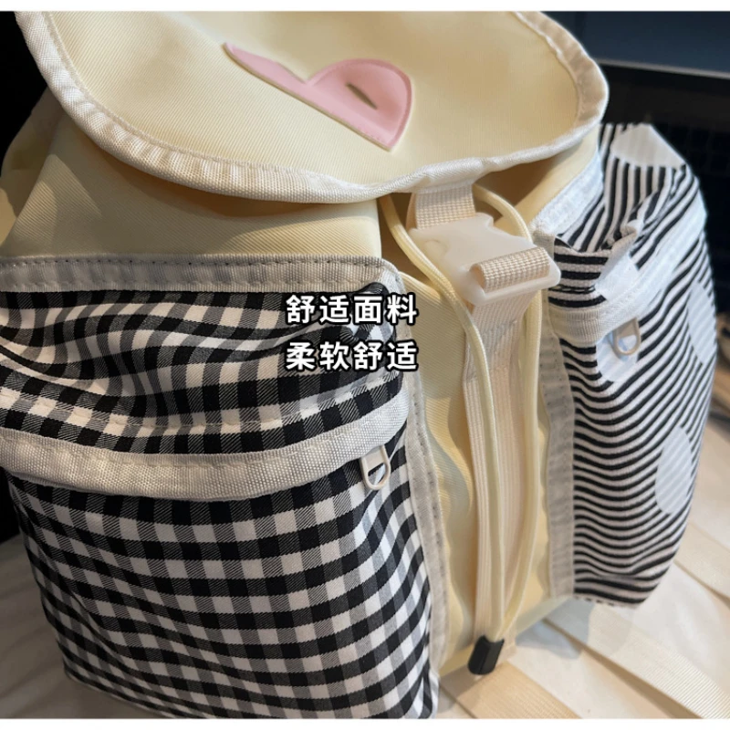 Zaino di grande capacità per donna, borsa da scuola per studenti in stile casual, borsa a secchiello, zaino da viaggio leggero per esterni