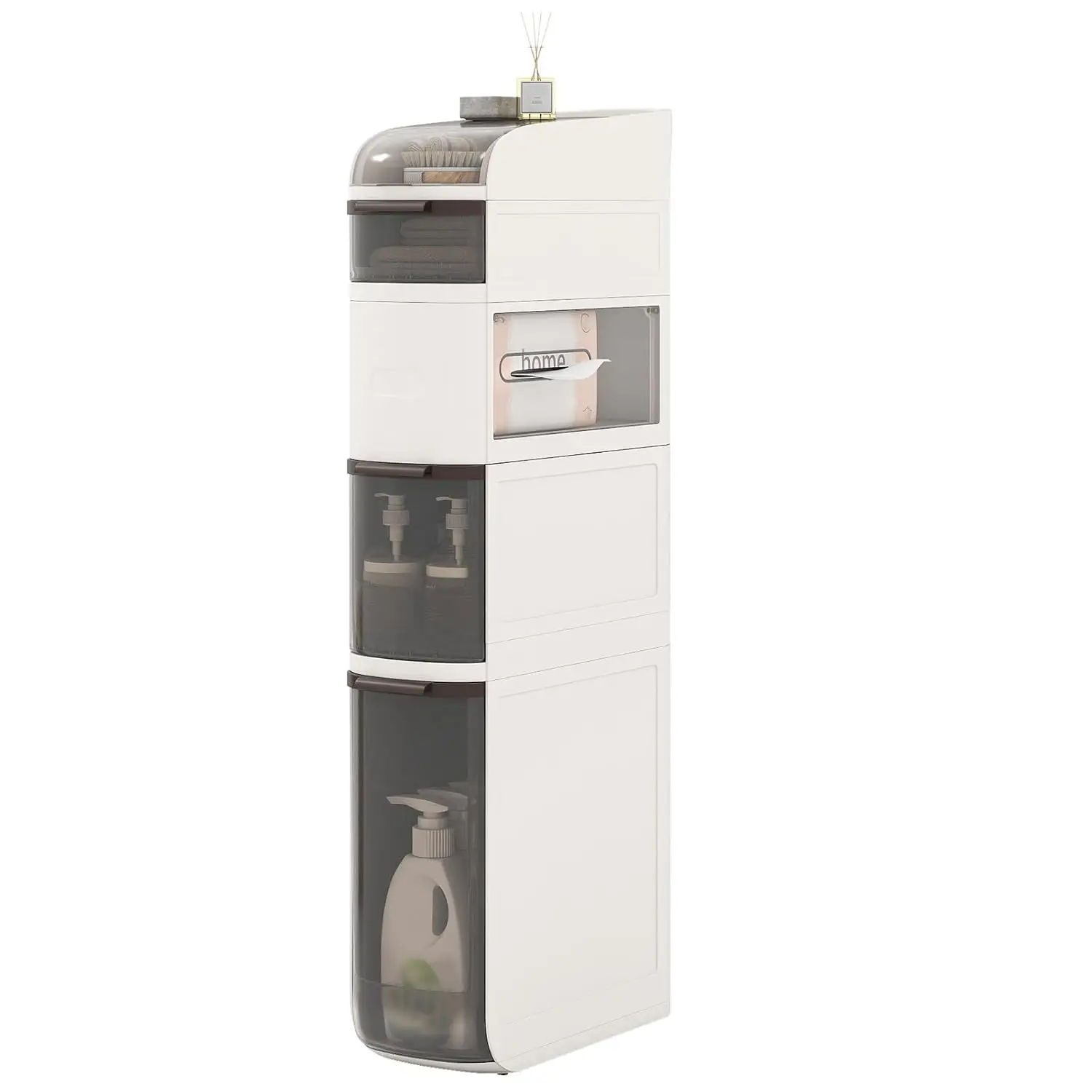 

5-Tier Slim Rolling Storage Cabinet w/Drawers Tissue Box 17x7x38.5in Bathroom Kitchen, Customized