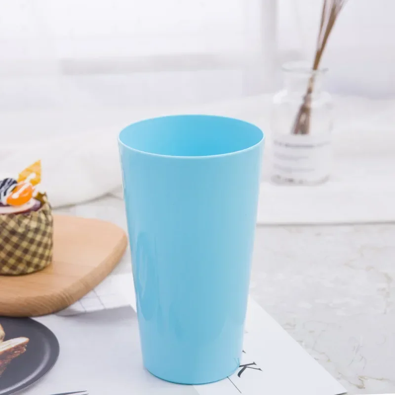 Home Plastic Water Cup Juice Tea Cup Portable Brief Color Candy Thickened Washing Toothbrush Brushing Cup Party Drinkware