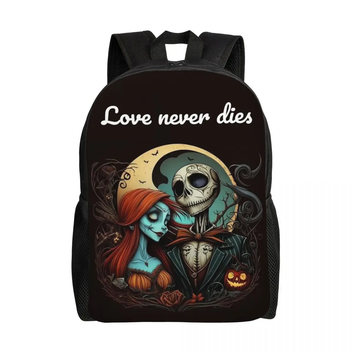 

Custom Halloween Jack Skellington Laptop Backpack Men Basic Bookbag for College School Student Nightmare Before Christmas Bag