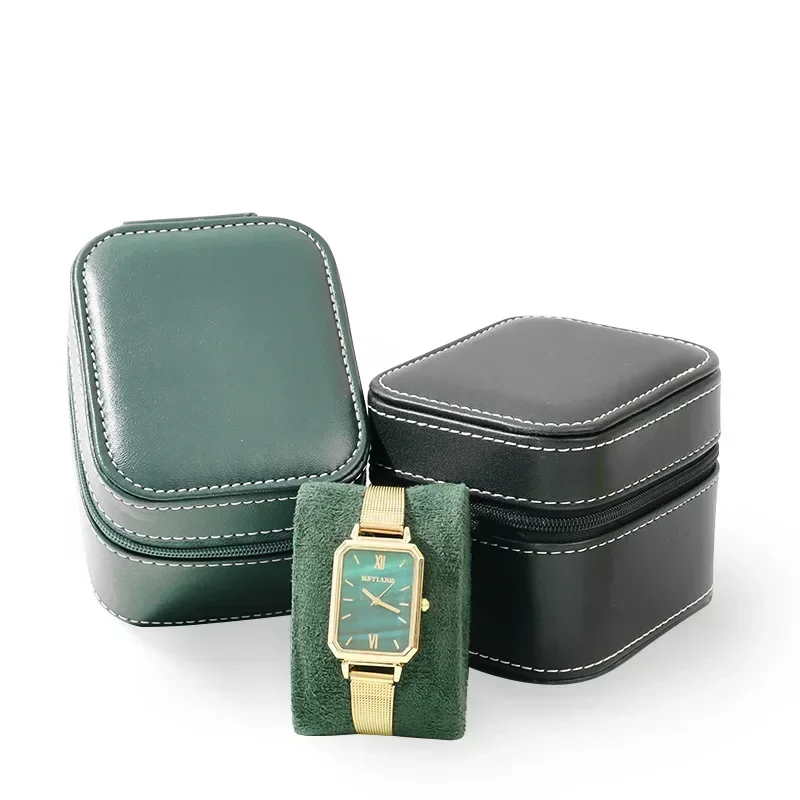 Single Watch Case PU Leather Watch Travel Case with Removable Cushion Jewelry Storage Case Organizer Portable Square Watch Box image 4