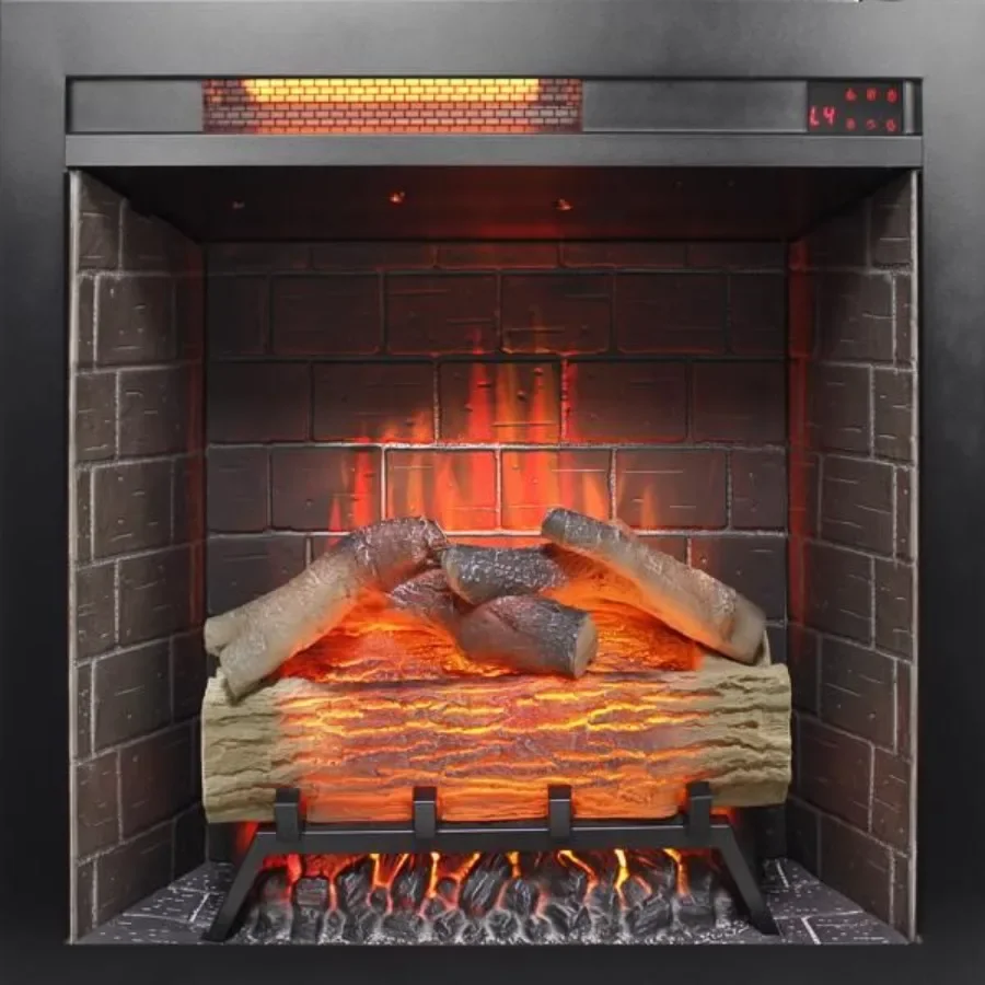 28inch Infrared Electric Fireplace Insert Touch Panel Home Decor Heater With Cracking Sound