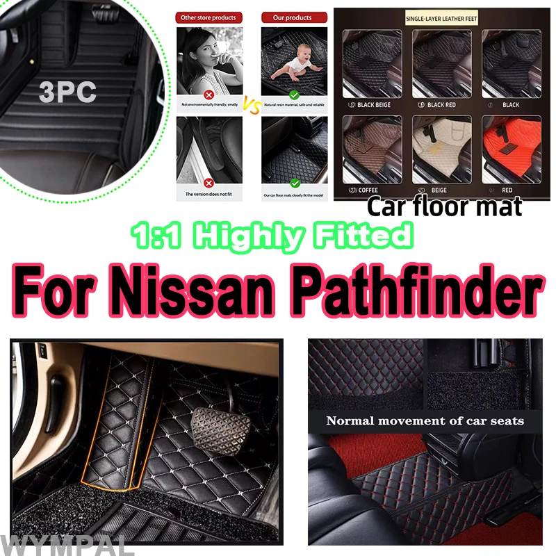 

Luxury Auto Car Floor Mats For Nissan Pathfinder R52 7seat 2014~2020 Anti-dirt Pad leather Mat Rugs Pad Interior Parts Car Acces
