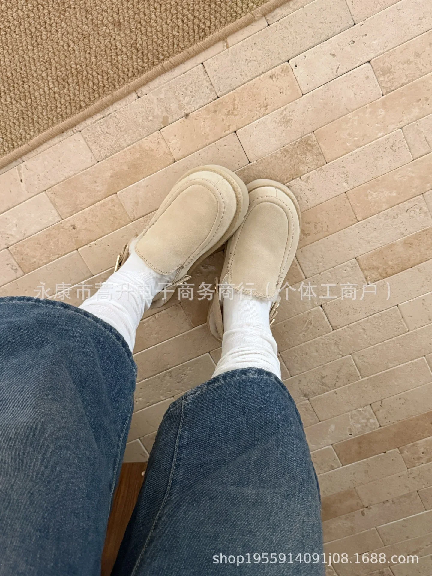 Damen Retro Fleece-Isolierte Baumwollschuhe mit Dicken Sohlen und Rutschfestem Design, Overknee-Stiefel für Herbst/Winter – Detail 10