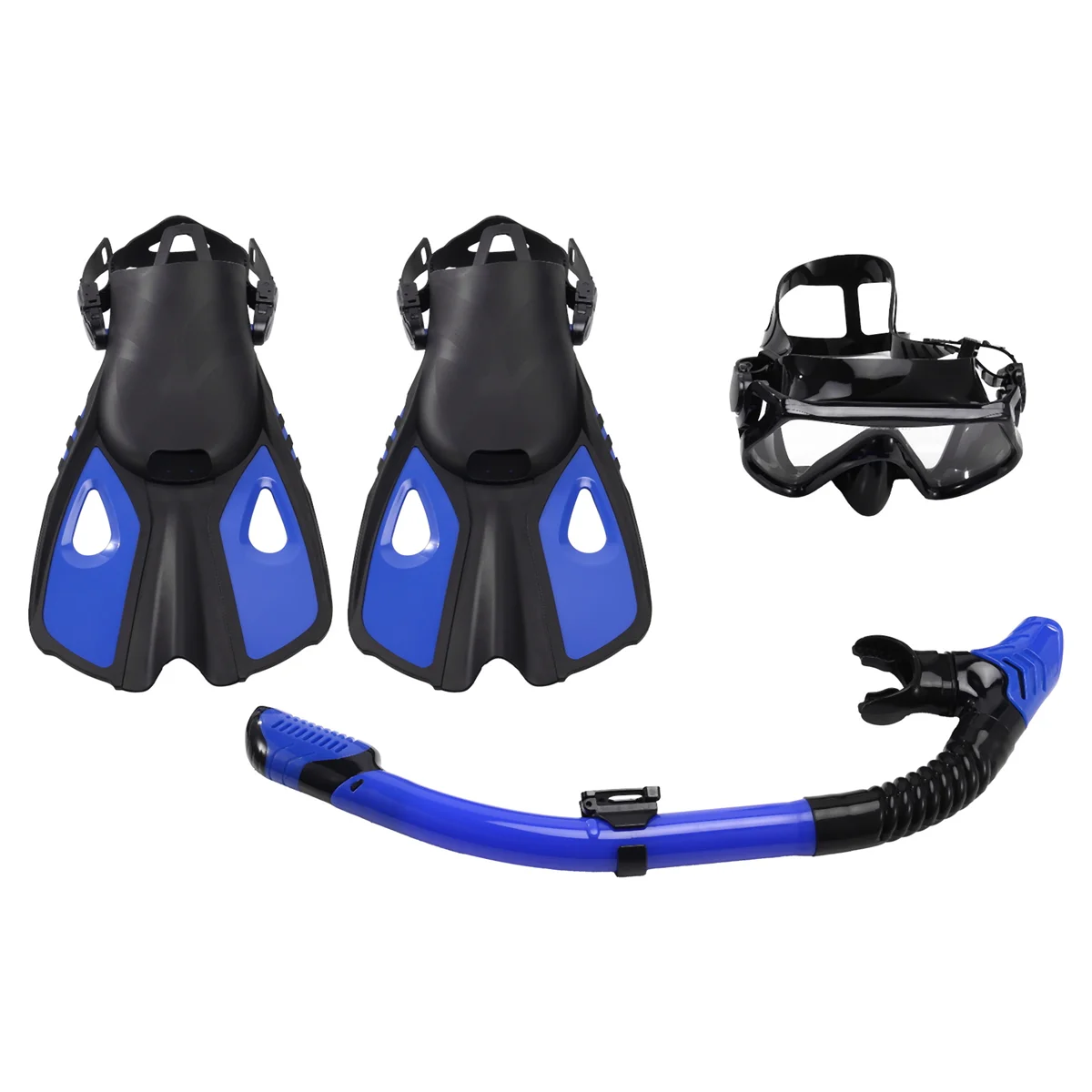 

Adult Snorkeling Equipment,Panoramic Snorkeling Set,Snorkeling Mask, Drys Top Snorkel,Diving Mask and Fins,Black & Blue