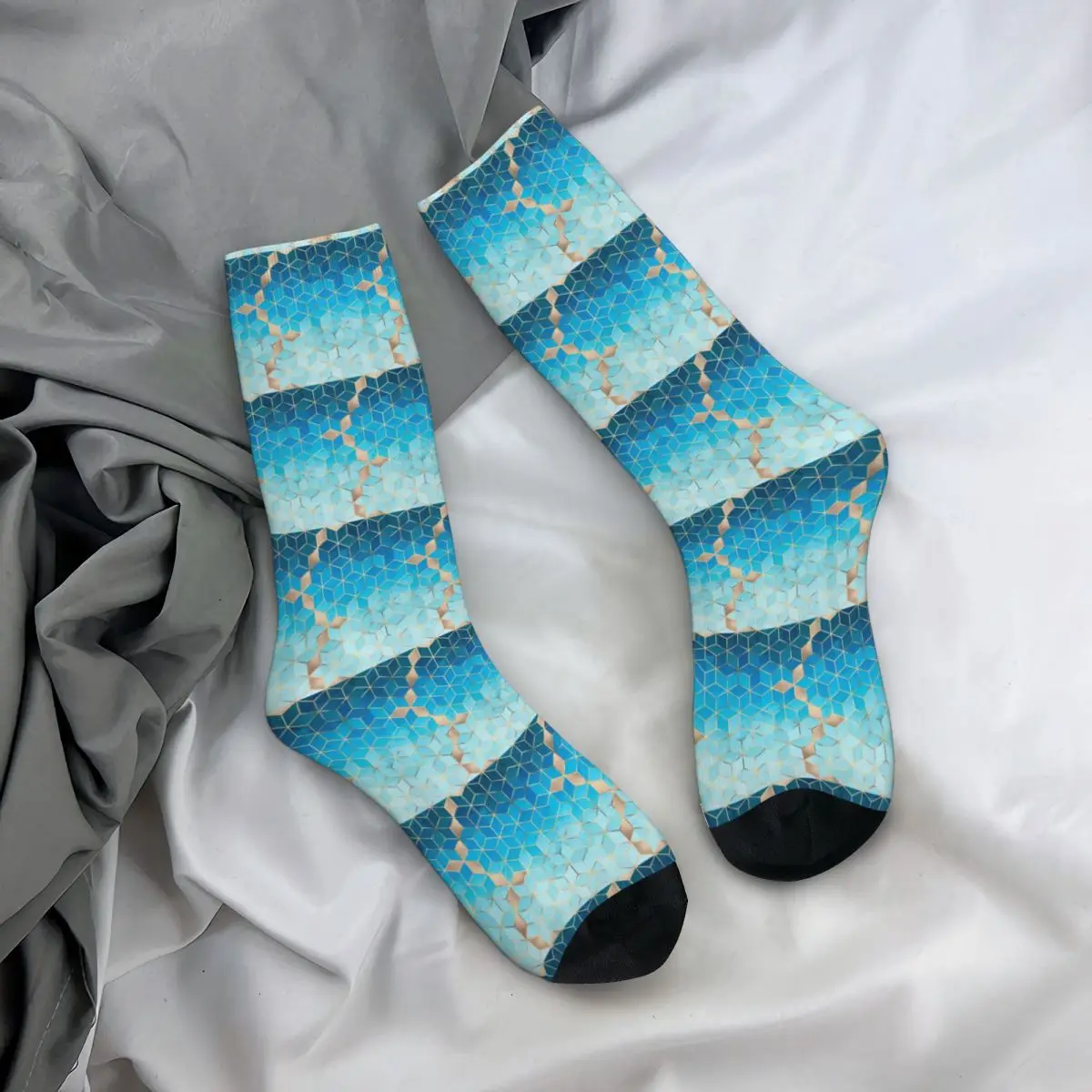جوارب مكعبات البحر والسماء جوارب هاراجوكو عالية الجودة لجميع المواسم جوارب طويلة إكسسوارات هدية عيد ميلاد الرجل والمرأة