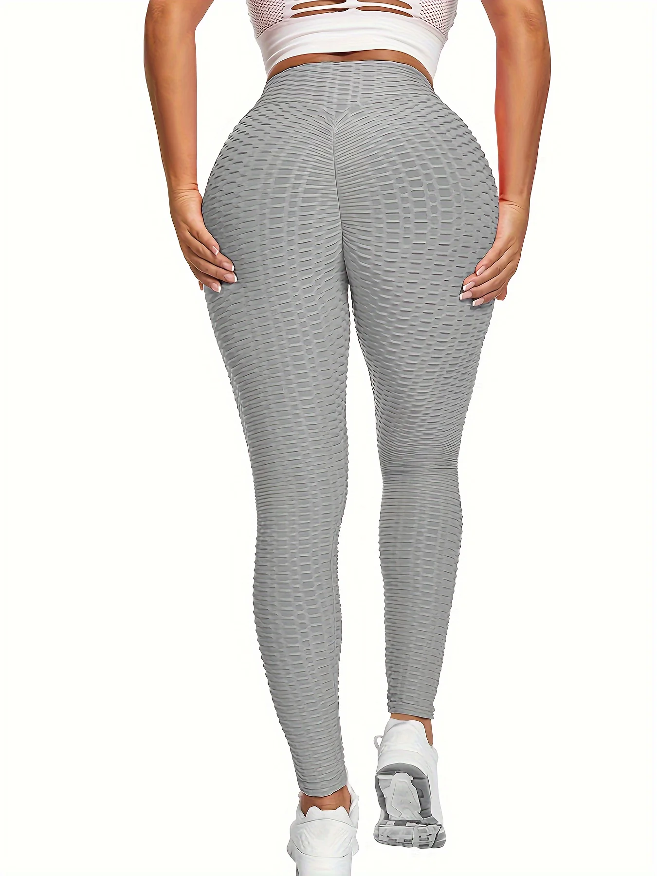 Mallas deportivas ajustadas para mujer, pantalones de realce de cadera, Color sólido, Sexy, Burbuja, Yoga