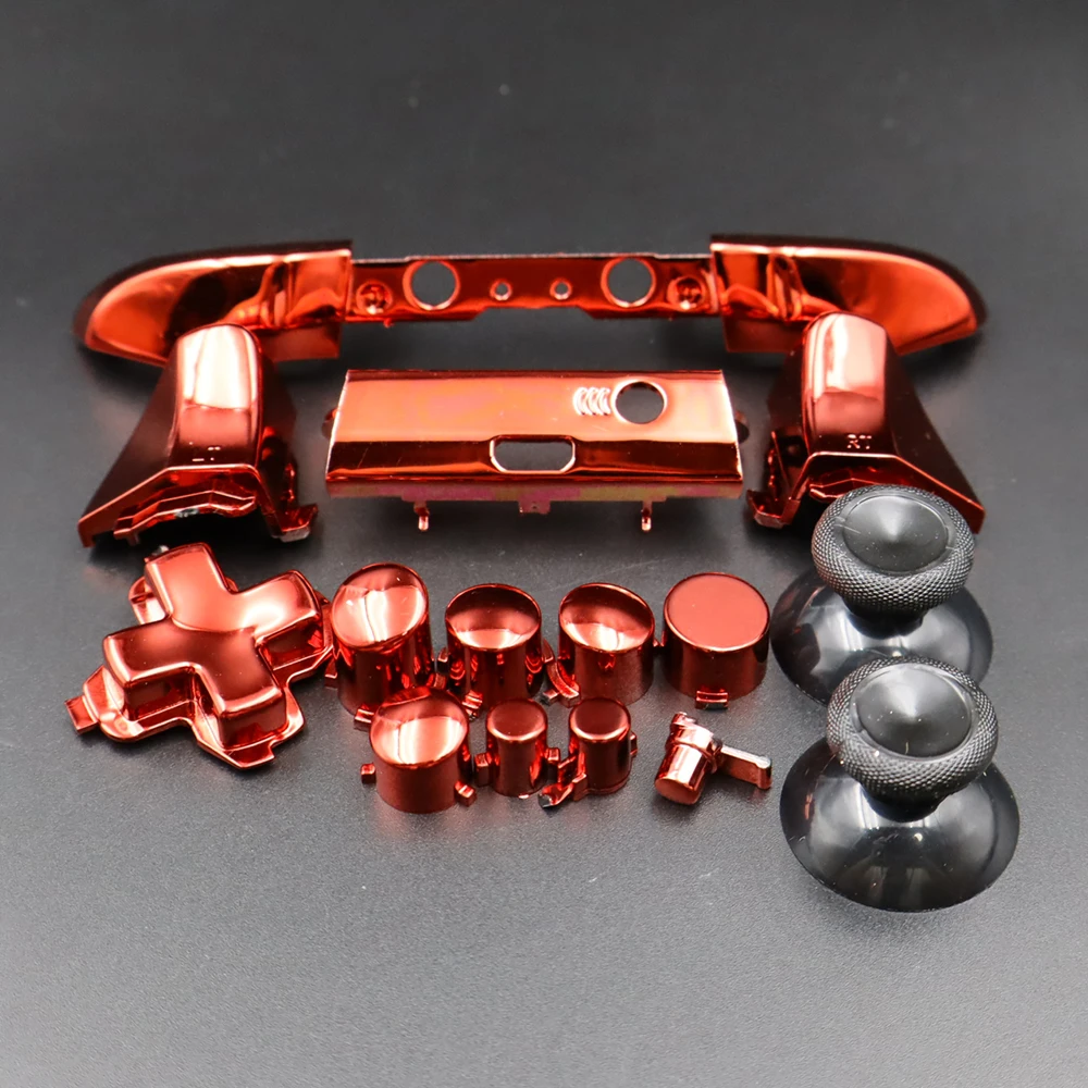 Xbox One S 핸들 D패드 ABXY 트리거 그립 스틱 부품 풀 크롬 버튼 교체용 (Xbox One S 슬림 컨트롤러용) 1세트