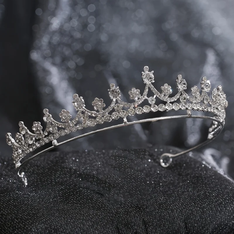 1pc Elegant Rhinestone Crown Tiara Princess Headpiece Sweet Wedding Bridal Hair Accessory Flower Daily Use  Tulle Dress Ornament