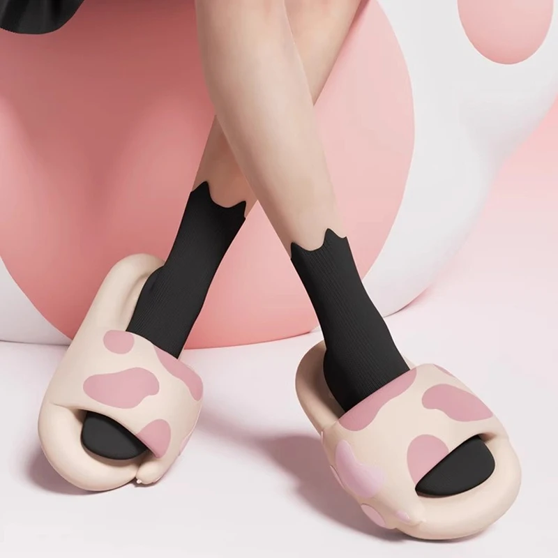 Home Slipper Cat Paw kitten Women Cloud Summer Sandal Beach Cartoon Cute Kawaii Non Slip Flip Flop House Shoe Slide Funny Men