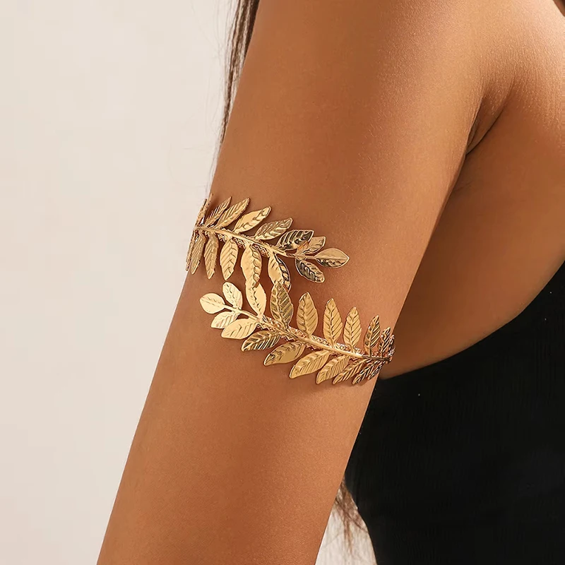 FTCY Vintage Griechisches Schmuckset für Frauen, goldfarben, Armbänder, Ohrringe, Kopfbedeckung, Set im Barockstil, verstellbar, Damenschmuck, Geschenke – Detail 4