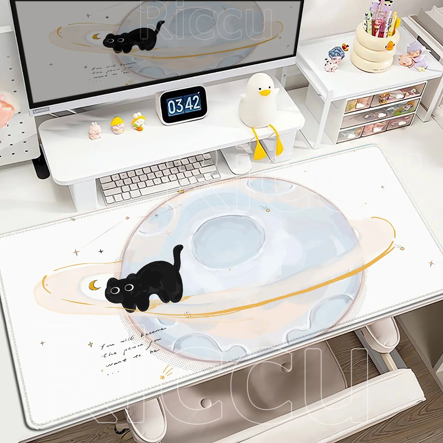 HD Print Kawaii Simple Office Cartoon Kitten Mouse Pad Large Cute Game Keyboard Mat Computers Accessories Table Pads Carpet Mats