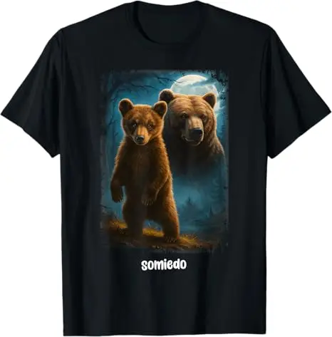 Somiedo Bär Lustiges Tierliebhaber-Bären-T-Shirt Y2k Camping Grafik Ästhetische Kleidung Humor Weiches Baumwoll-T-Shirt Kurzarm Geschenk – Detail 15