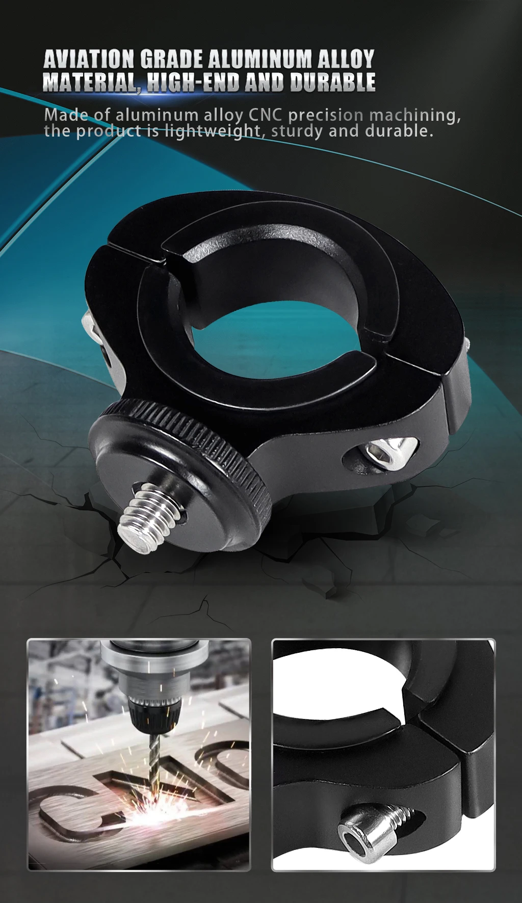 Aluminiumlegierung Fahrrad Lenkerhalterung für GoPro Hero 13 10 9 8 7 1/4 Schrauben Action Kamera Montage Stativ Kugelkopf Adapter – Detail 4