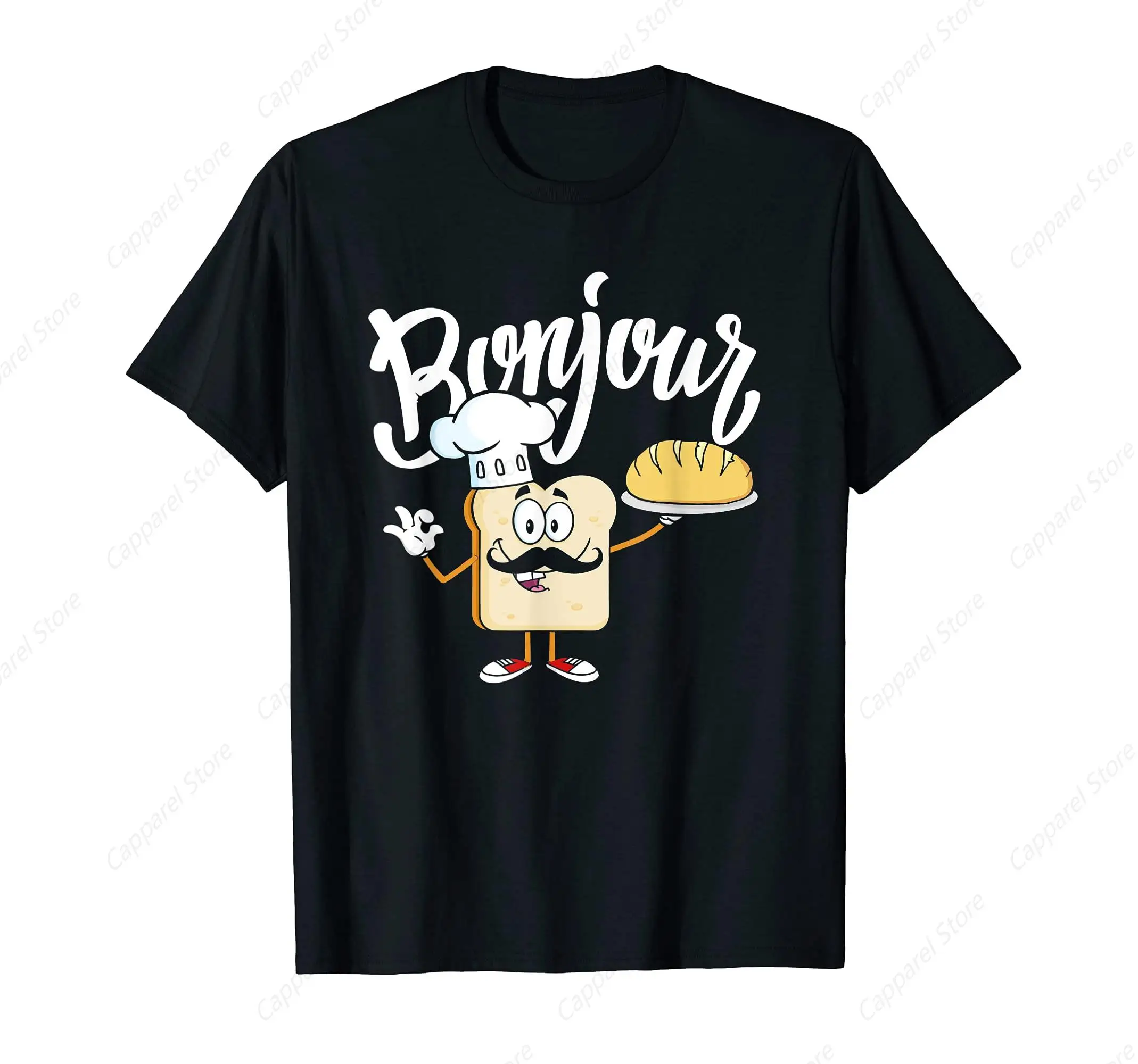 

Funny French Toast Bonjour Meme Shirt for Men Cotton 100% Summer Tops Women