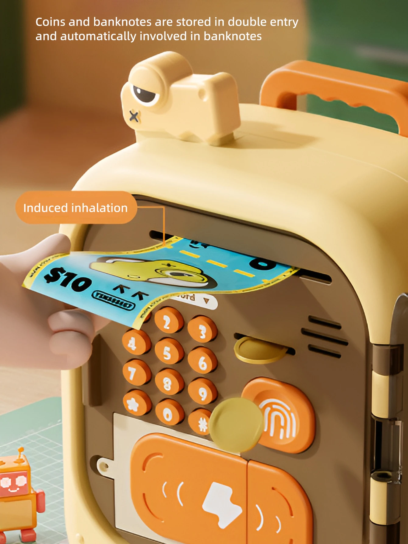 Skarbonka Krokodyl Wielofunkcyjna Zapadka na Odcisk Palca Hasło Pieniądze Oszczędzanie Pieniędzy Gotówka Monety Depozyt Automat Bankomat Prezent dla Dzieci