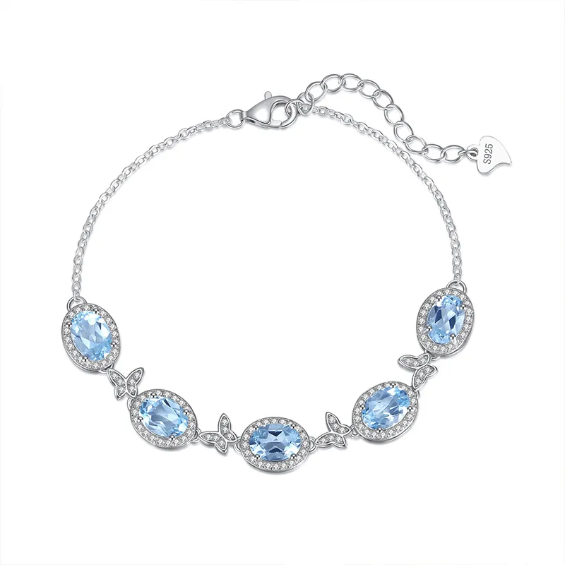 

Genuine Peridot Amethyst Garnet Citrine Topaz 925 Sterling Silver Bracelet for Women Bride Girlfriend Fine Jewelry Gift 15+3cm