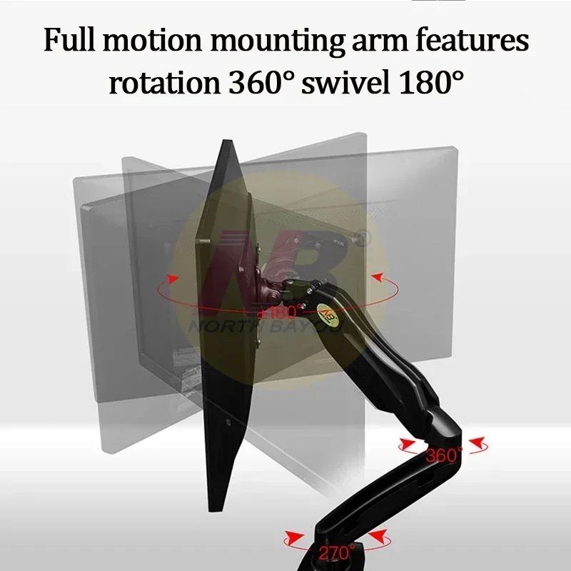 New! F80 Desktop Monitor Stand Desk Mount Full Motion Swivel Monitor Arm Gas Spring for 17''-27'' Monitor