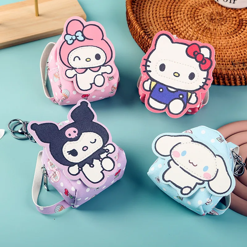 Sanrio Kuromi Melody Coin Purse Keychain Cinnamoroll Hello Kitty Storage Bag Headphone Bag Pendant Children Birthday Xmas Gifts