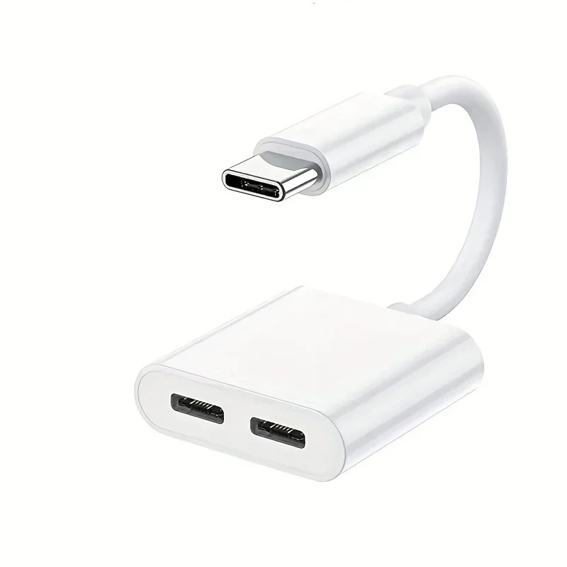 Audio Adapter USB C to USB C + USB C, One Interface into Two Interface Adapter, Suitable for Samsung, Huawei, and iPhone
