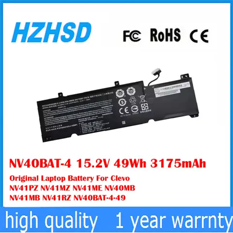 NV40BAT-4 15.2V 49Wh 3175mAh Clevo NV41PZ NV41MZ NV41ME NV40MB NV41MB NV41RZ NV40BAT-4-49 용 기존 노트북 배터리