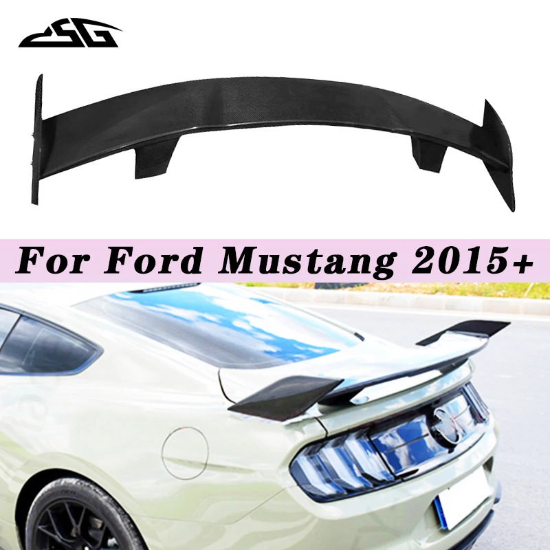 For Ford Mustang Carbon Fiber Rear Trunk Lid Spoiler Lip Diffuser Splitter Tail Wing Boot Body Kit Car Accessories