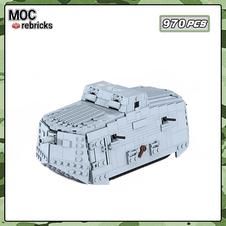 

WW I тяжелый танк A7V, военная артиллерия, модель модели деталей, конечная коллекционная игрушка, подарок для детского образования