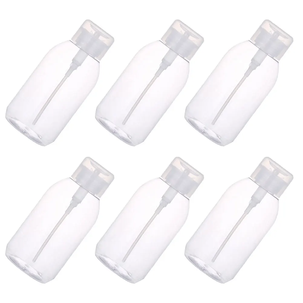 

6pcs Press Bottle Dispenser Container Pump PP Travel Bottles Sturdy Nail Polish Remover Storage Practical Daily Use