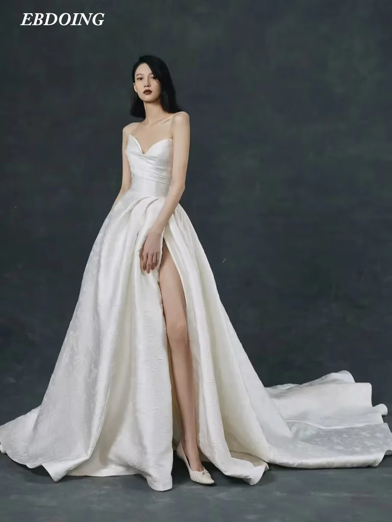 ใหม่ล่าสุดชุดแต่งงาน A-Line สำหรับเจ้าสาว Sweetheart Strapless สูงแยก Custom Made Plus ขนาด Vestidos De Novias