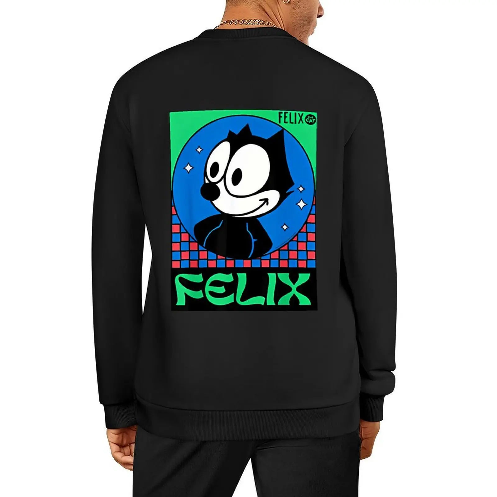 

Felix The Cat Checkered Pullover blouse men's sweat-shirt men's clothing autumn jacket men men's sweatshirt