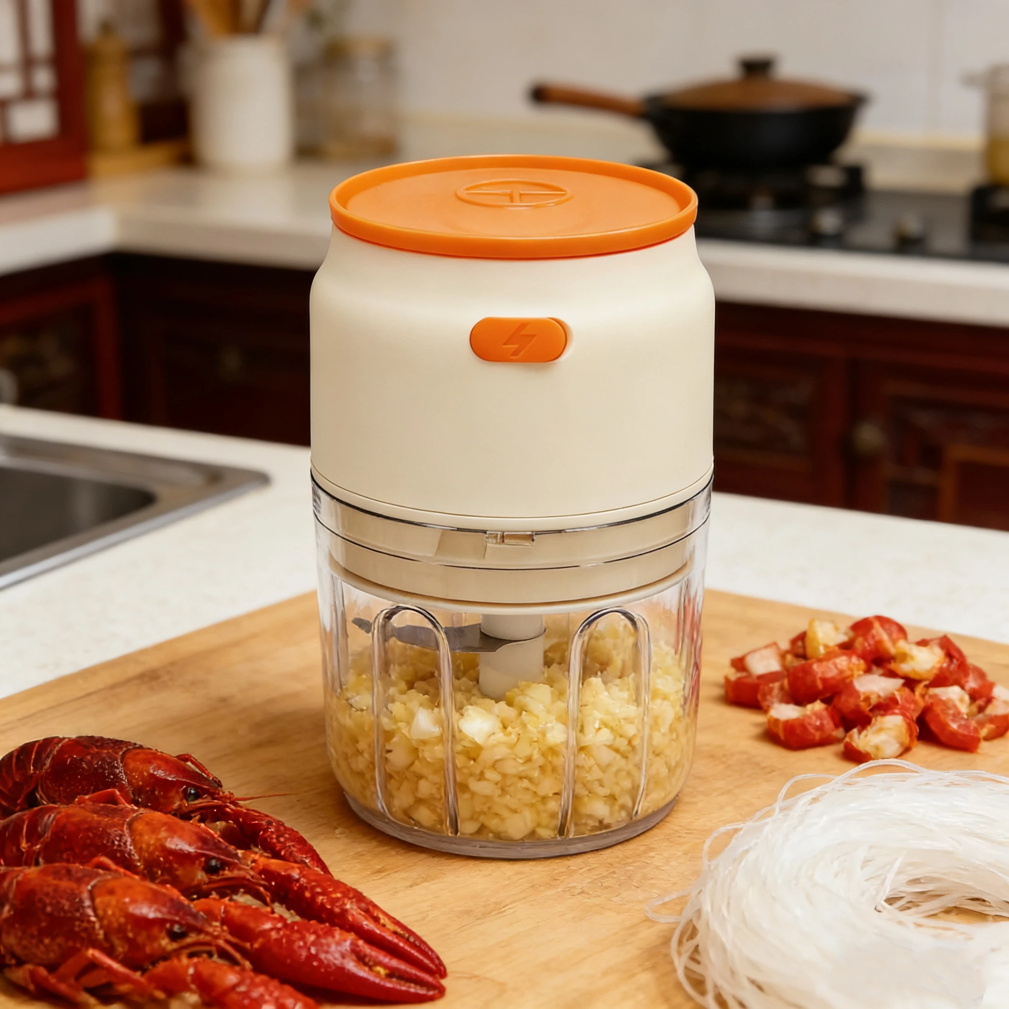 USB Portable Meat Grinder, Vegetable Chopper, Kitchen Gadget, 250ml Garlic Mincer, Electric Kitchen Food Chopper