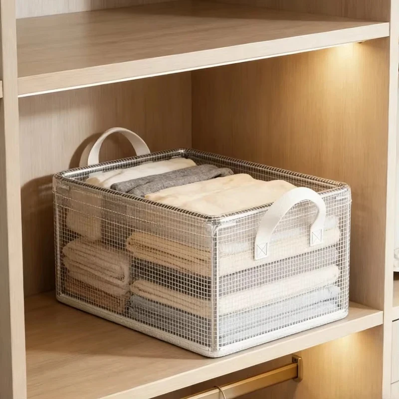Household Wardrobe Clothing Storage Box Transparent Foldable Pants Layered Organizer Wardrobe Storage Box