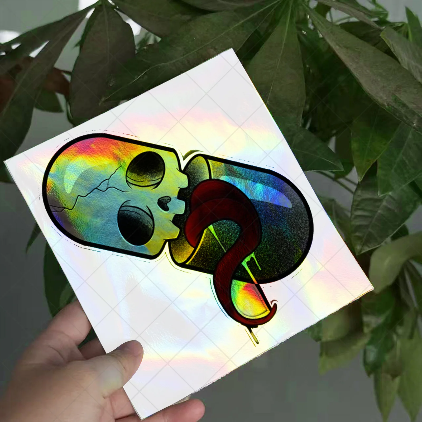 2D Flat Holographic UV Vinyl Sticker Waterproof Removable Color Gradient Decal for Car Motorcycle Scooter Helmet Custom Decor