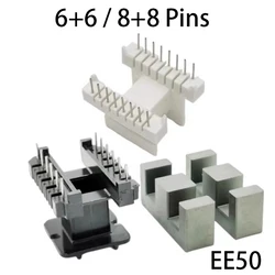 EE50 EE60 6+6 8+8 Pins 12/16P MN-ZN PC40 Vertical Horizontal Transformer Ferrite Magnetic Core Coil Skeleton Former Bobbin