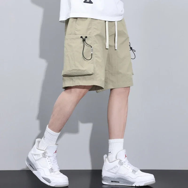 2024 New Summer Thin Cargo Men Loose Shorts Pocket Baggy Shorts Male Trendy Streetwear Hip Hop Korean Popular Y2k Clothes