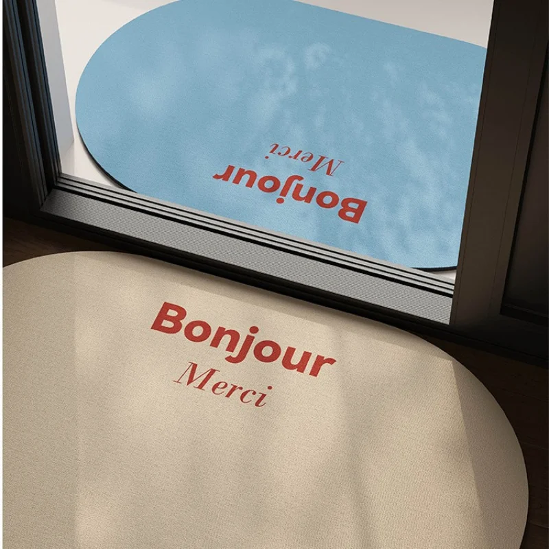 

Французский минималистичный овальный коврик для ванной комнаты VIKAMA, противоскользящий и впитывающий влагу коврик, коврик для входной двери в ванную.