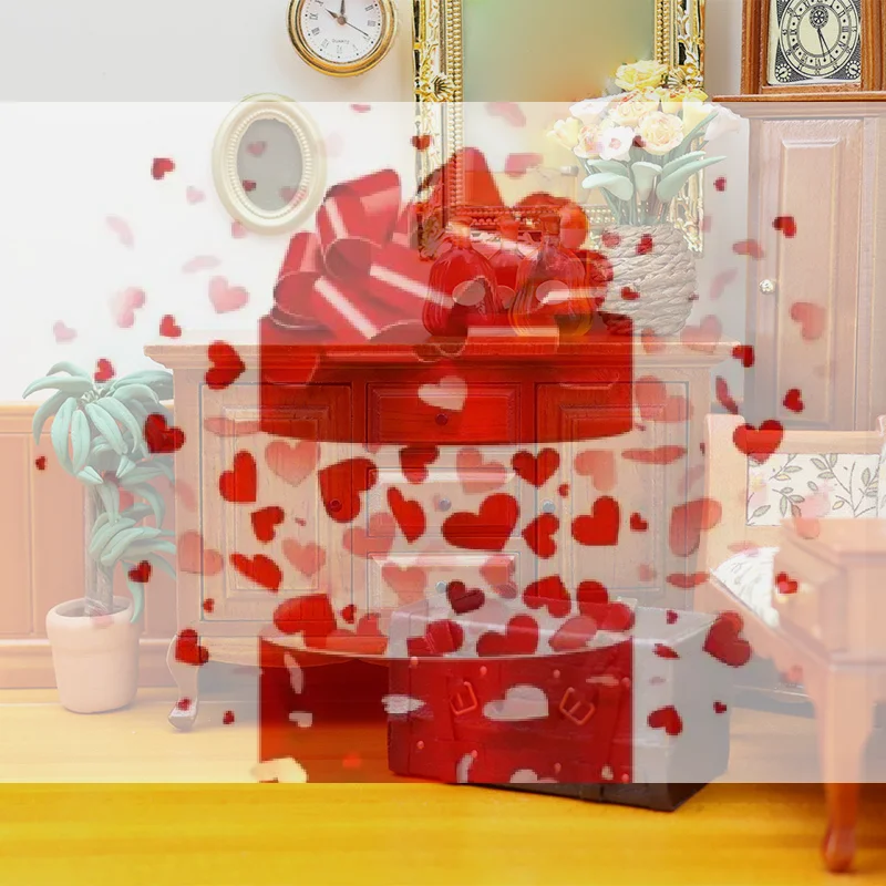 【BS】1:12 인형집 미니어처 수납장 3단 서랍장 가구 홈 모델 장식 장난감 인형집 액세서리