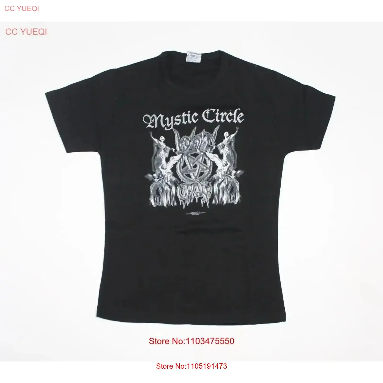 Y2K 2004 Mystic Circle T Shirt Open the Gates of Hell Black Metal Band Women's S M vintage Washed homme Stylish Slightly