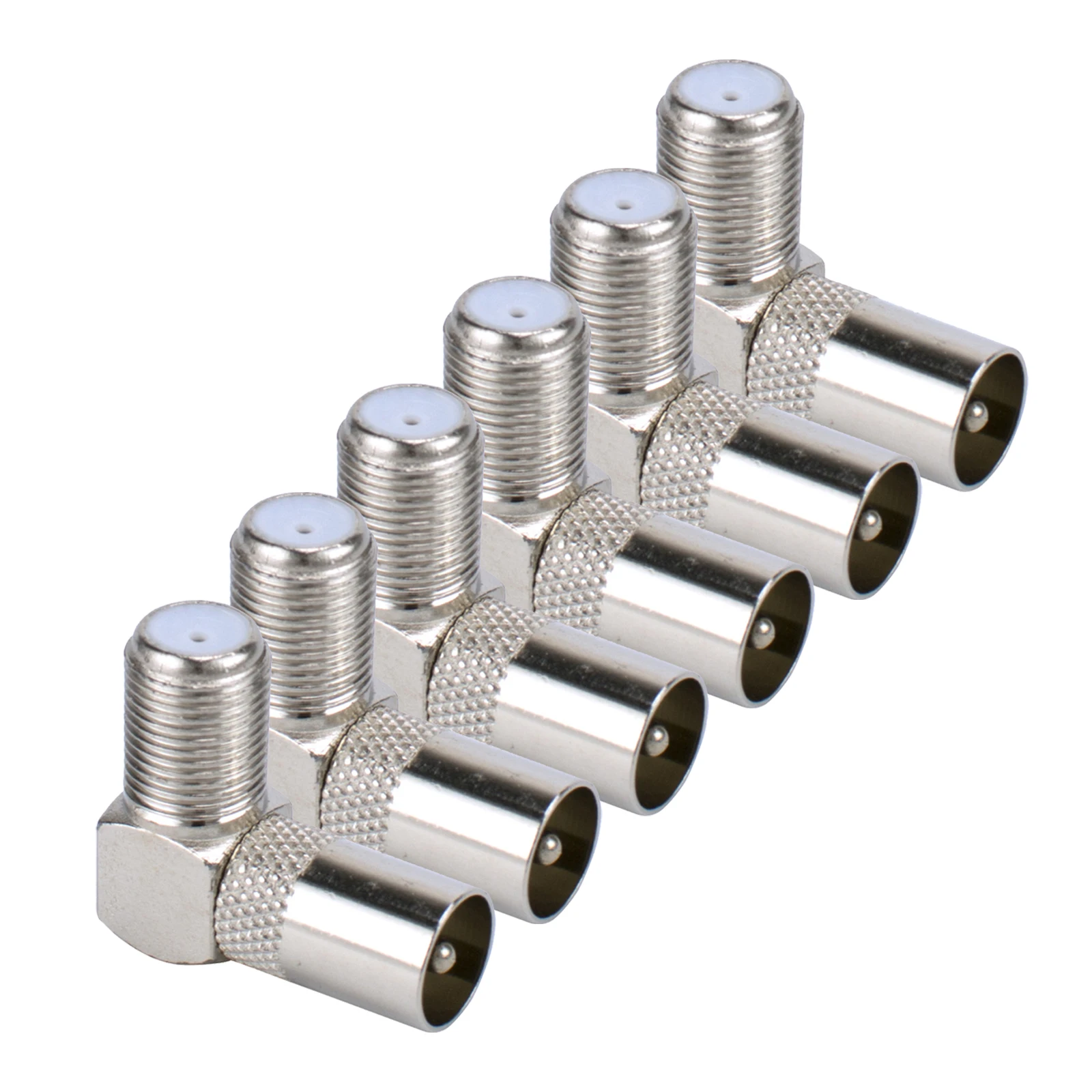 2/6pcs Converter 90 ° RF Bent-Type Connection For TV Public System Threaded Zinc Alloy Antenna Cable Connector Adapter