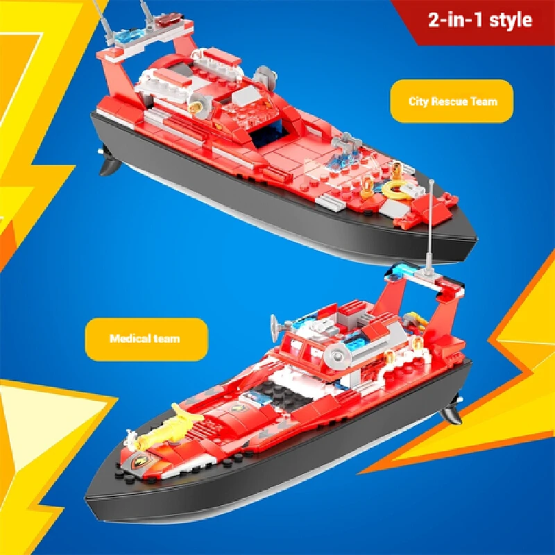 Novedad de verano, barco de bloques de construcción DIY con Control remoto RC, barco de Control remoto con detección de agua recargable, regalos, Juguetes