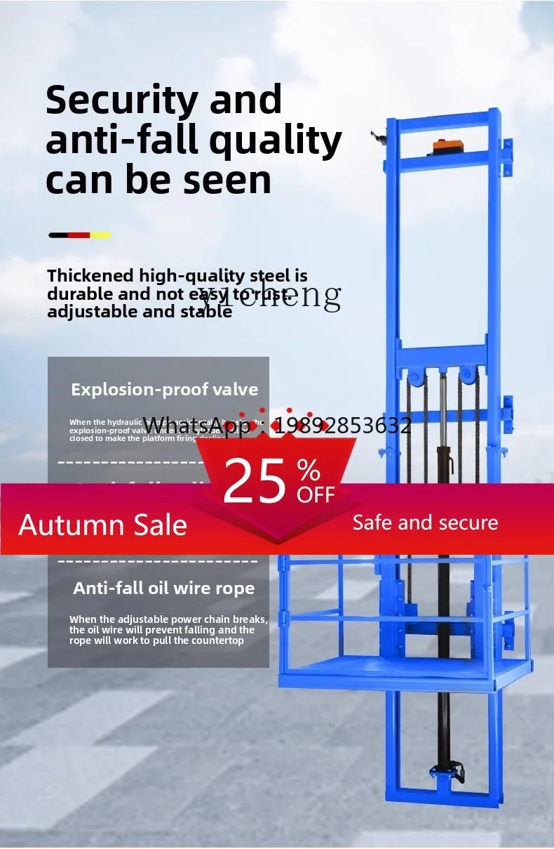 

Electric Lift Freight Elevator Small Warehouse Hydraulic Lift Platform Household Freight Lift