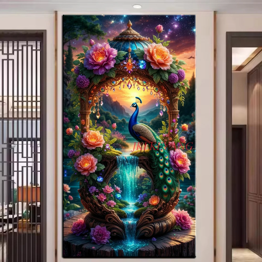 Fantastic Peacock and Flower Picture DIY Diamond Painting Cross Stitch Full Drills Diamond Mosaic New Collection Home Decor