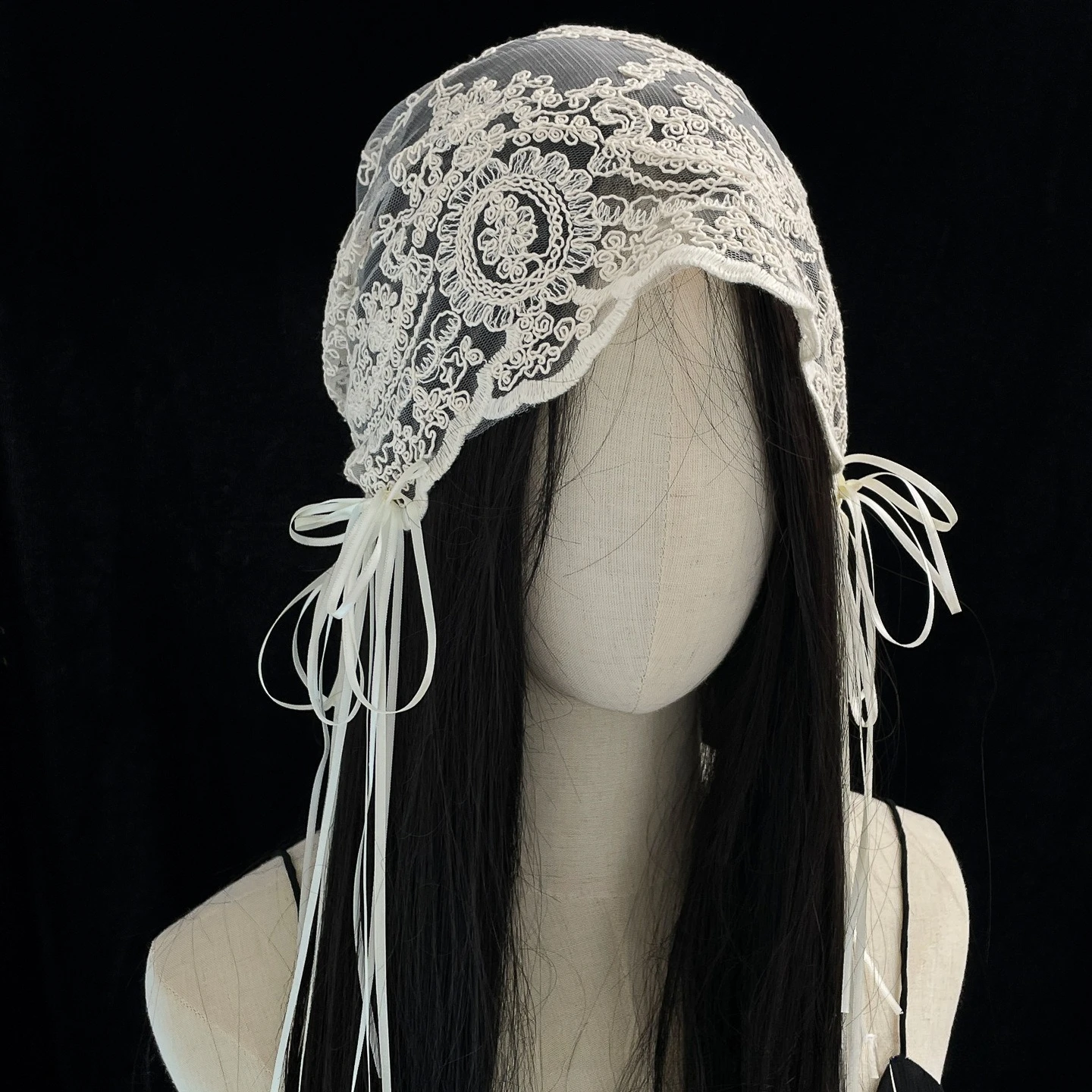 Neues französisches Retro-Braut-Spitzen-Schleifenband-Stirnband Mori High-End-Haarschmuck für Hochzeiten – Detail 9