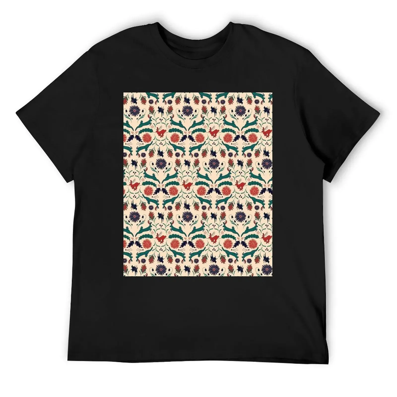 

Jackalope Folk Art Pattern T-Shirt vintage graphic tee boys animal print graphics men clothing