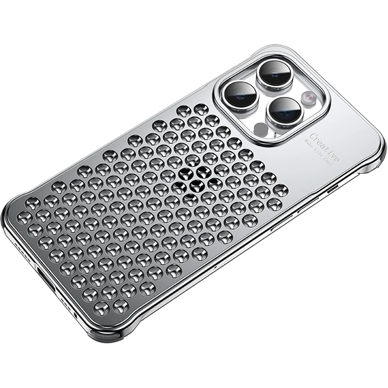 Metal Case for iPhone 15/15 Pro/15 Pro Max, Full Body Aluminum Alloy Shockproof Frameless Case, Hollow Heat Dissipation