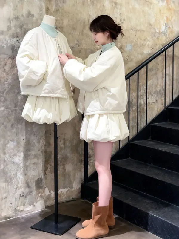 

Korean Sle Cotton Jaet Inner Match Skirt Tee-Piece Set Comfortable Faionable Women's Autumn Casual Wear High Waist ...