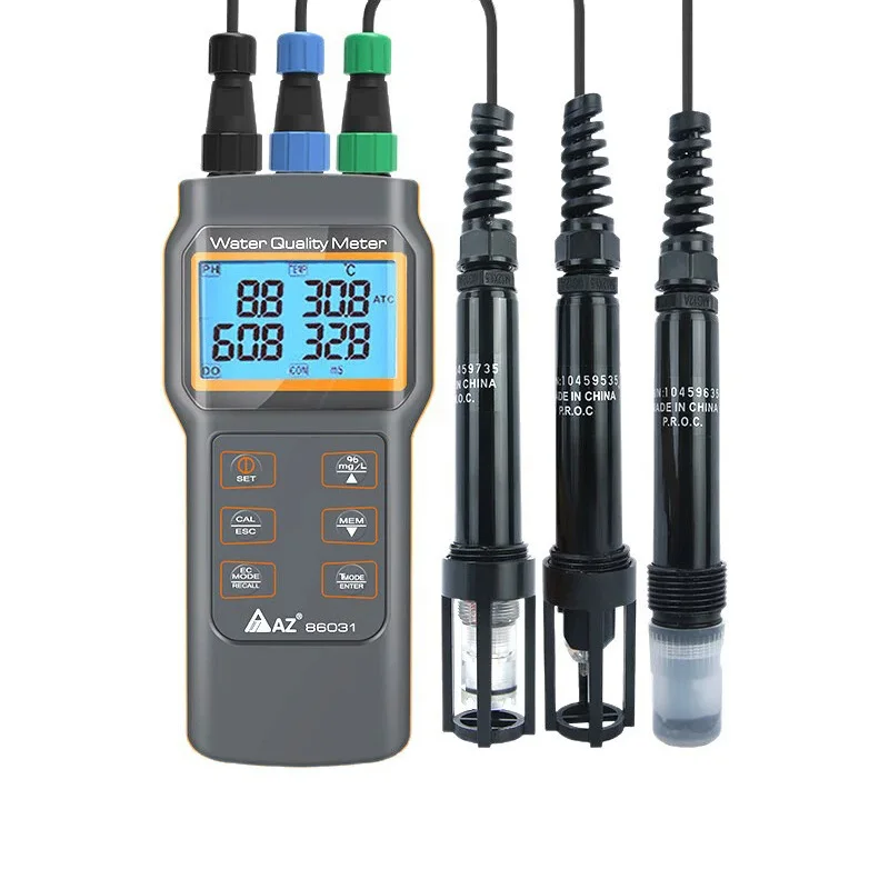 AZ86031 Water Quality Meter Water Quality Measuring Instrument  PH/COND./D.O Multifunctional PH Tester Dissolved Oxygen Detector